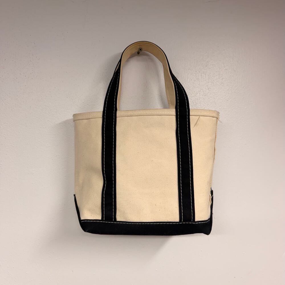 VTG 90's L.L. Bean Boat & Tote Canvas Bags SET OF 2 Dance Court Black Handles - Picture 4 of 15